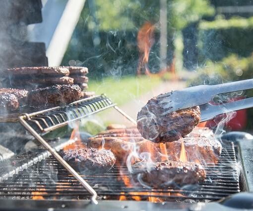 Hamburgers on a grill