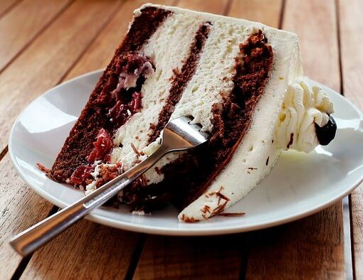 piece of cake on a white plate