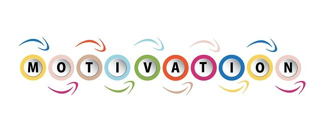 Motivation written inside circles with colorful arrows from one letter to the next